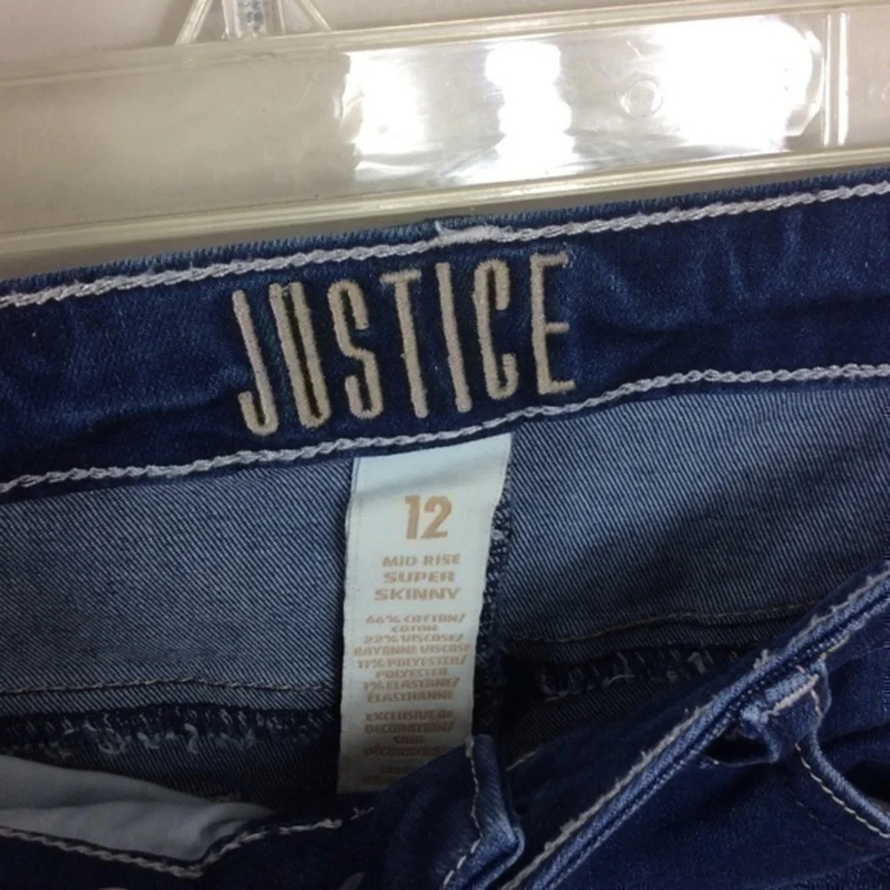 🎈3/$20!  Justice super skinny jeans. Girls Size 12. Blue stretch cotton